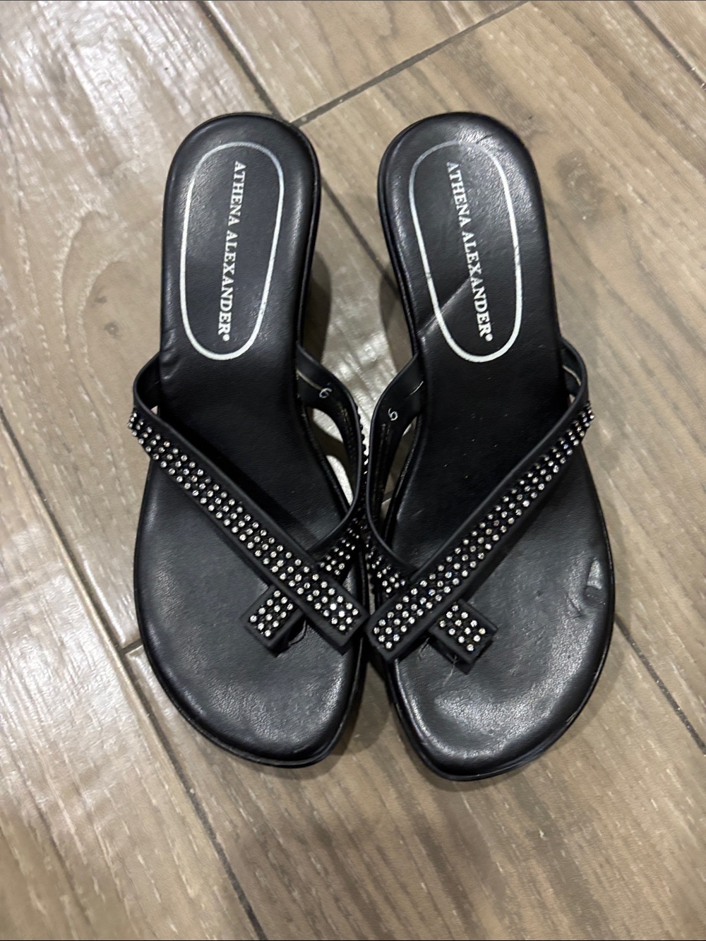 Athena Alexander Black Rhinestone Crossover Women's Sandals